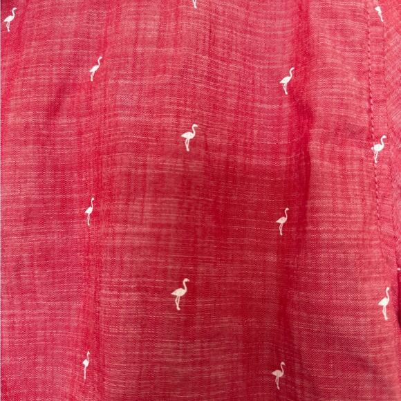 Men’s Denim & Flower cotton short sleeve button own shirt flamingos size Large - Picture 2 of 6